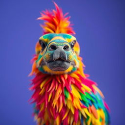 A colorful and vibrant image of a subject in the foreground with a solid color background