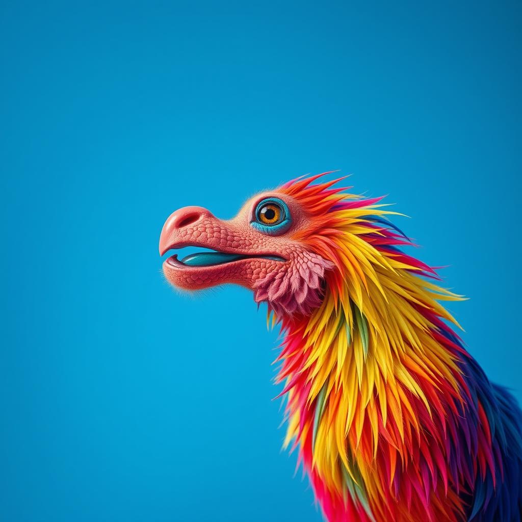 A colorful and vibrant image of a subject in the foreground with a solid color background