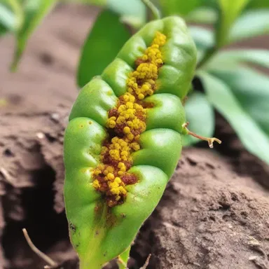 The appearance of aecium on crops during a severe outbreak of rust disease instilled horror and fear among farmers, anticipating devastating losses.