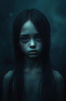 A hauntingly atmospheric scene set in a dark, misty background that gives a sense of desolation