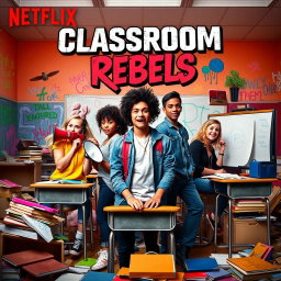 A thrilling and vibrant Netflix poster for a show titled 'Classroom Rebels'