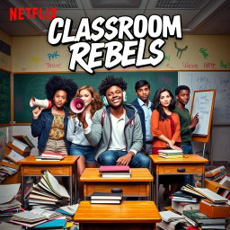A thrilling and vibrant Netflix poster for a show titled 'Classroom Rebels'
