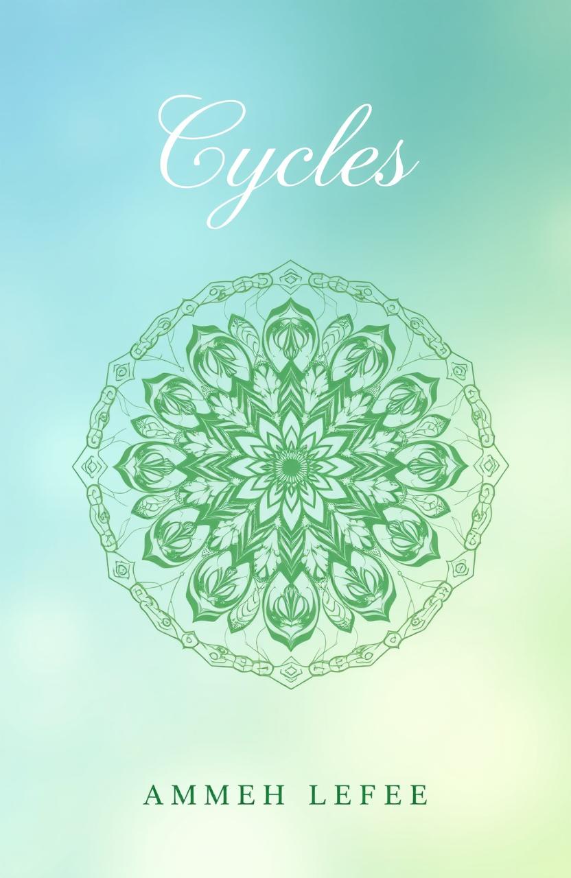 A stunning book cover design that embodies the theme of cycles, featuring a mesmerizing pattern of interconnected circles and spirals, showcasing the idea of renewal and continuity