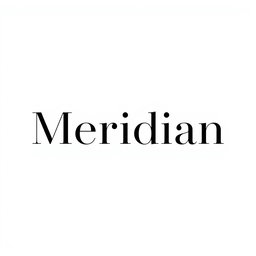 A minimalist design featuring the word 'Meridian' in elegant, simple lettering