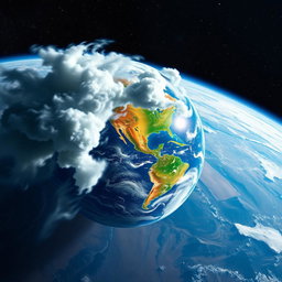 A breathtaking view of Earth from space, showcasing the effects of global warming