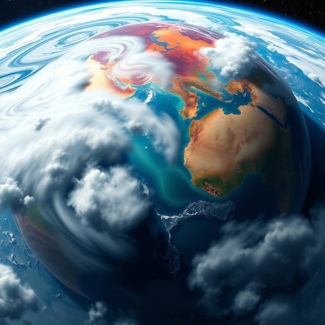 A breathtaking view of Earth from space, showcasing the effects of global warming