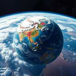 A breathtaking view of Earth from space, showcasing the effects of global warming