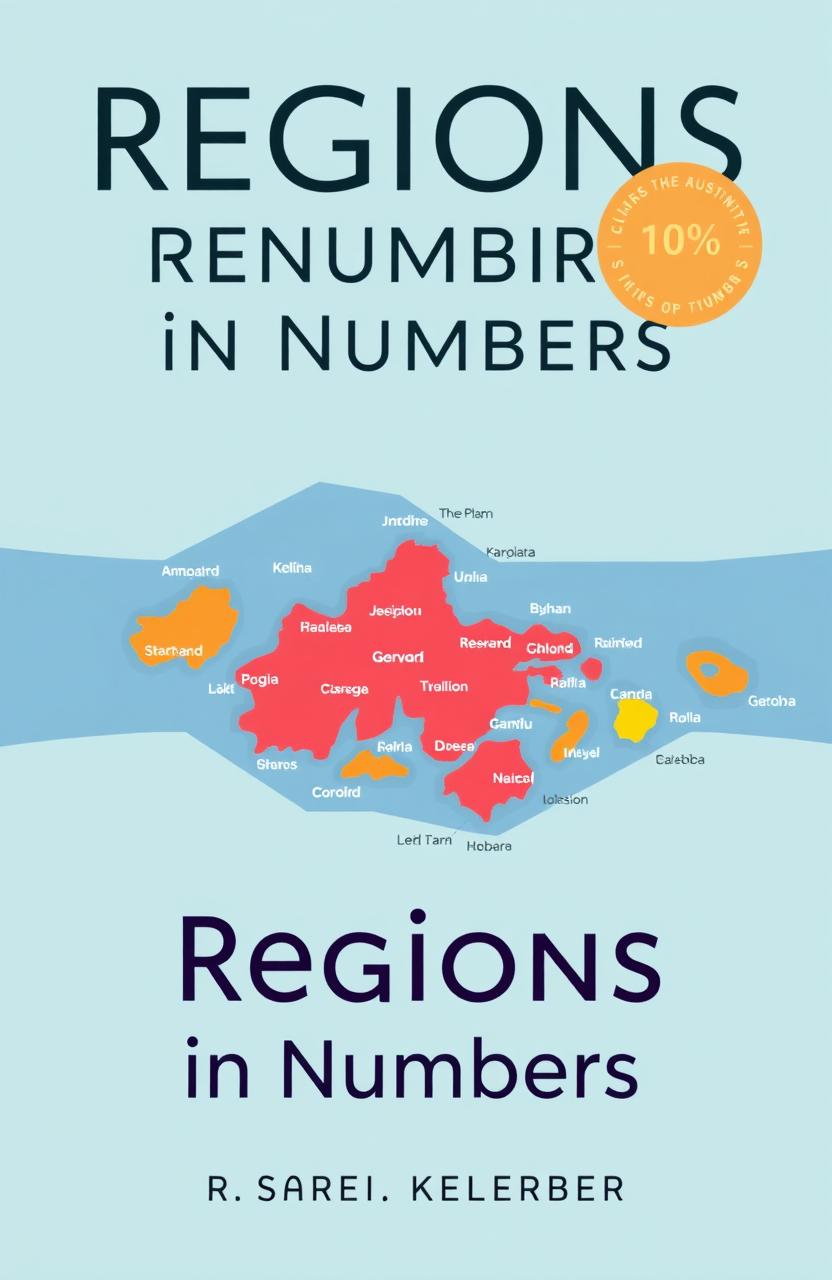 A modern book cover design for a book titled "Regions in Numbers" that explores an archipelago