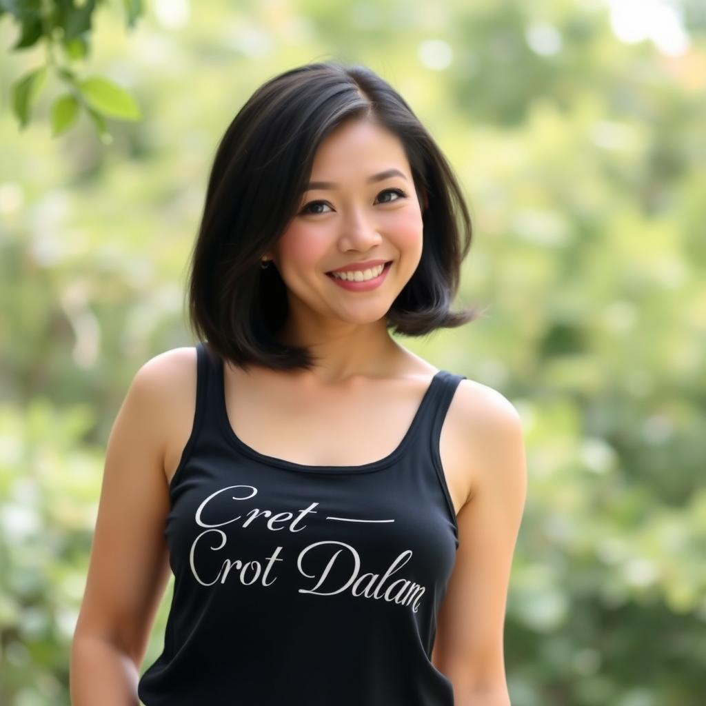 A captivating digital photograph of a 35-year-old Japanese woman with a curvy figure, showcasing her confidence