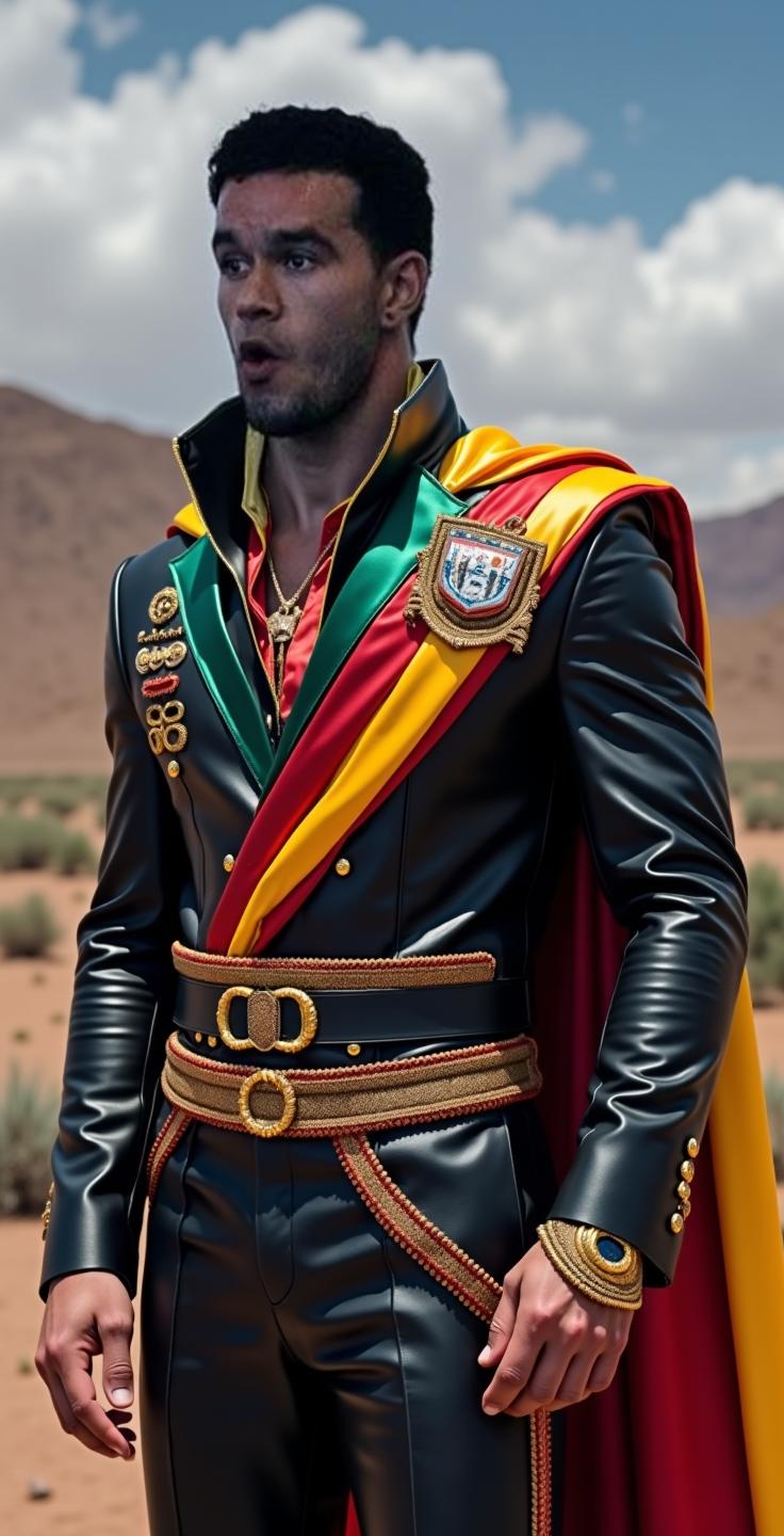 A fit man in a black panther costume, showcasing a strong stance