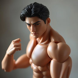 A realistic 1:6 scale articulated male Japanese doll, featuring an attractive handsome face with delicate features and strikingly well-defined musculature