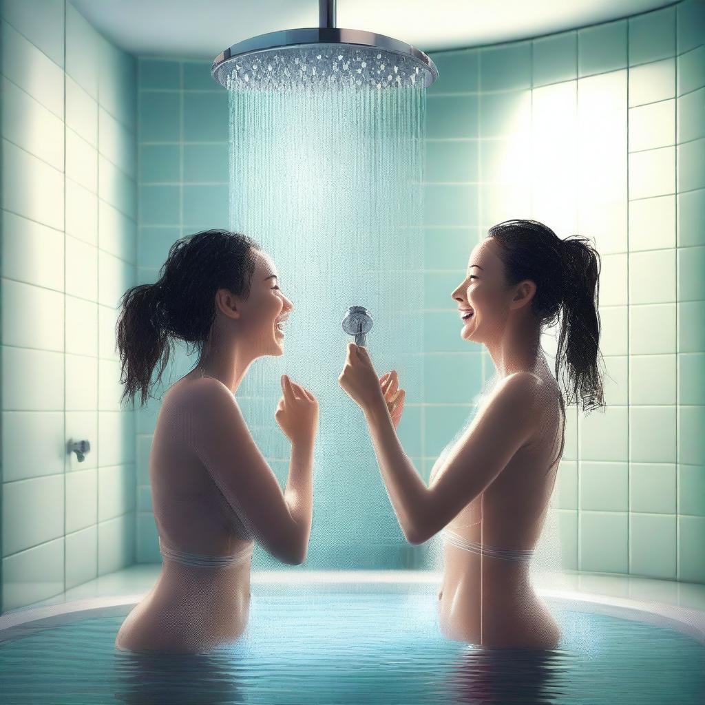 A high-quality digital art image showcasing a modern bathroom scene