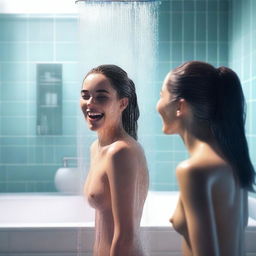 A high-quality digital art image showcasing a modern bathroom scene