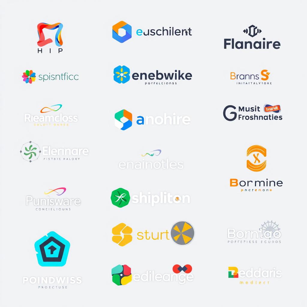 A collection of creatively designed logos featuring various brand names