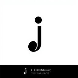 A minimal logo design featuring a stylized music note seamlessly integrated with the letter 'J'