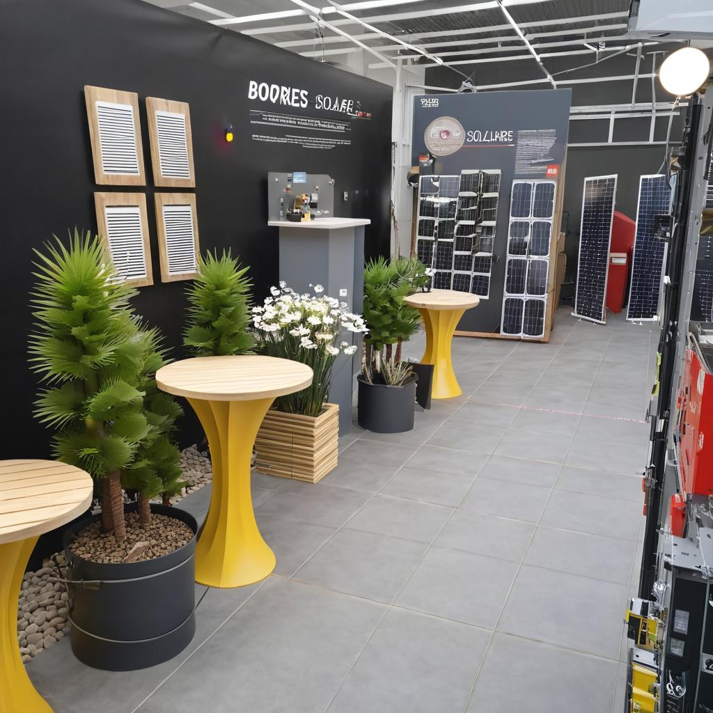 Un espace de vente de bornes et appliques solaires pour jardin