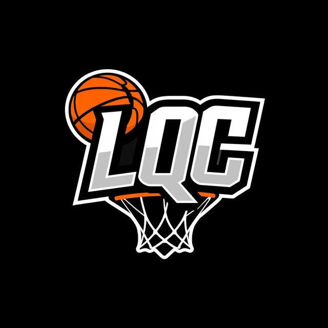 Design a modern and dynamic logo for a basketball team or organization featuring the initials 'LQC'