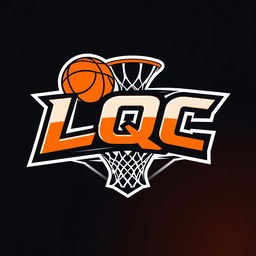 Design a modern and dynamic logo for a basketball team or organization featuring the initials 'LQC'