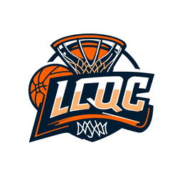 Design a modern and dynamic logo for a basketball team or organization featuring the initials 'LQC'
