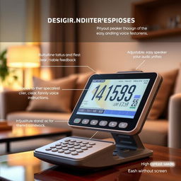 A sophisticated banknote reader specifically designed for visually impaired individuals, showcasing an intuitive interface with large buttons and clear tactile feedback