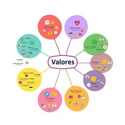 A detailed visual representation of a mind map exploring various types of values
