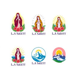 A series of five unique logo designs inspired by Our Lady of La Salette, each suitable for a sports jersey