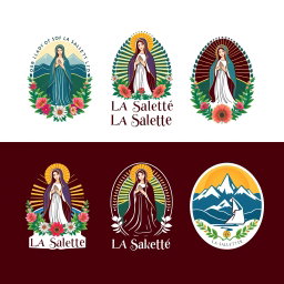 A series of five unique logo designs inspired by Our Lady of La Salette, each suitable for a sports jersey