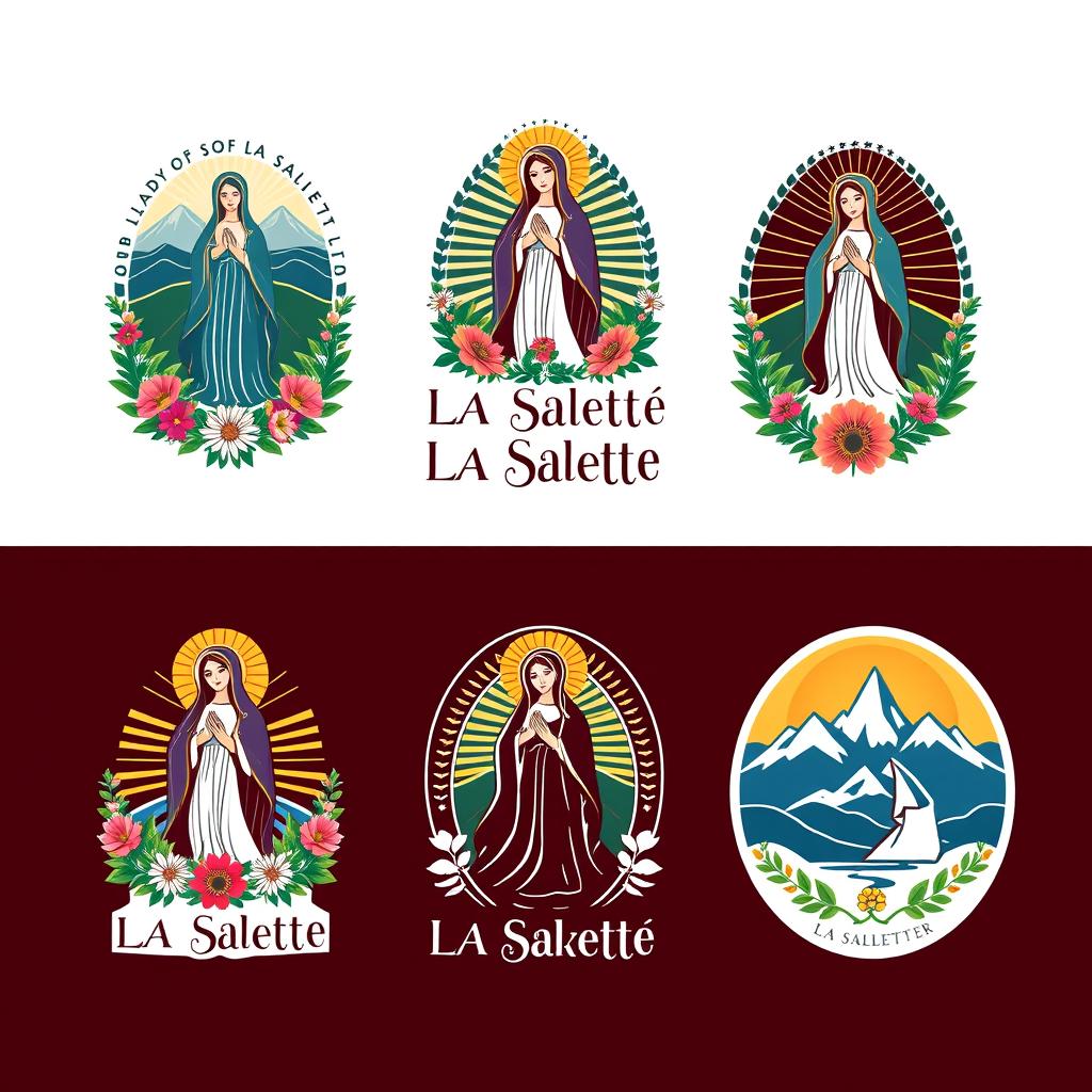 A series of five unique logo designs inspired by Our Lady of La Salette, each suitable for a sports jersey