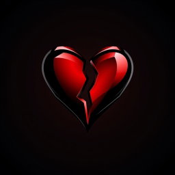 An artistic representation of a heartless logo, featuring a bold and stylized heart shape that is split in two, with sharp edges and a dark, ominous color palette of deep reds and blacks