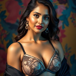 A stunning, artistic portrait of a fashionable woman inspired by Samantha Akkineni, showcasing elegance and confidence