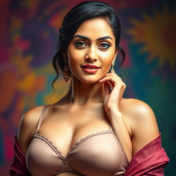 A stunning, artistic portrait of a fashionable woman inspired by Samantha Akkineni, showcasing elegance and confidence