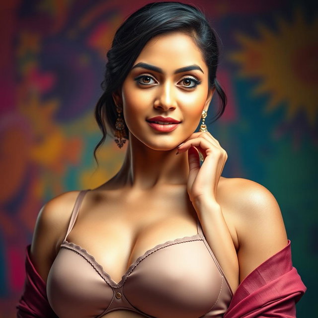 A stunning, artistic portrait of a fashionable woman inspired by Samantha Akkineni, showcasing elegance and confidence