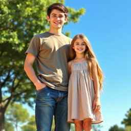A tall 6 feet 7 inch boy standing confidently next to a 5 feet 3 inch girl