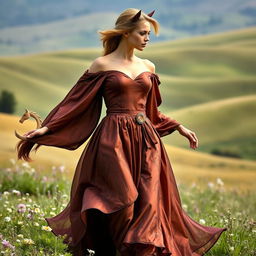 A stunning dress design inspired by elegant horses, featuring a flowing silhouette that mimics the grace and movement of a galloping stallion