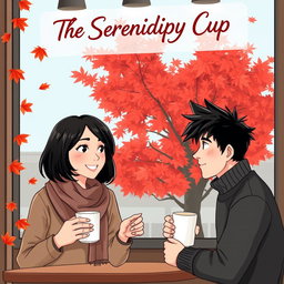 An illustration of a cozy small coffee shop in Vancouver named 'The Serendipity Cup'