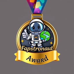 A creatively designed trophy or medal symbolizing the theme of 'fapstronaut'