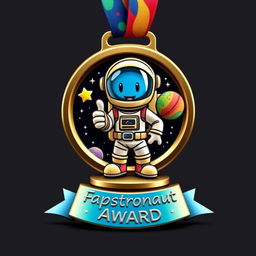 A creatively designed trophy or medal symbolizing the theme of 'fapstronaut'