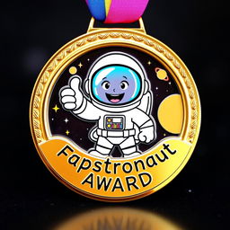 A creatively designed trophy or medal symbolizing the theme of 'fapstronaut'