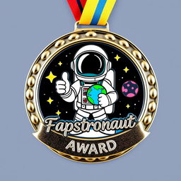A creatively designed trophy or medal symbolizing the theme of 'fapstronaut'
