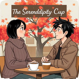 An illustration of a small coffee shop in Vancouver called 'The Serendipity Cup'