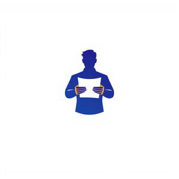 A creative and unique logo design featuring a stylized silhouette of a man holding a piece of paper in his hands