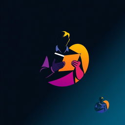 A creative and unique logo design featuring a stylized silhouette of a man holding a piece of paper in his hands