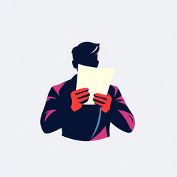 A creative and unique logo design featuring a stylized silhouette of a man holding a piece of paper in his hands