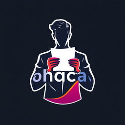 A creative and unique logo design featuring a stylized silhouette of a man holding a piece of paper in his hands