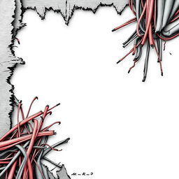 A creative and artistic depiction of a frayed lines border, showcasing a variety of textures and colors