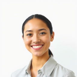 A bright, clear passport-sized image featuring a person smiling naturally