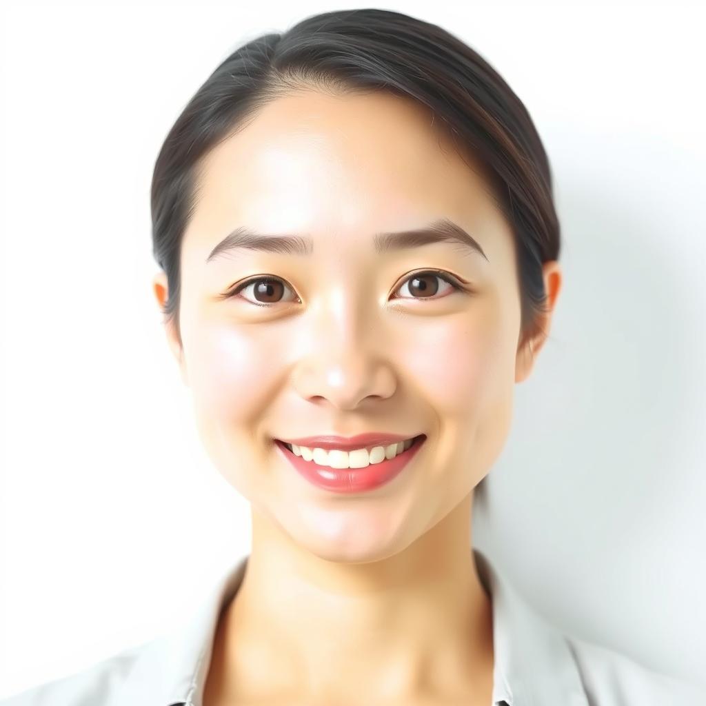 A bright, clear passport-sized image featuring a person smiling naturally