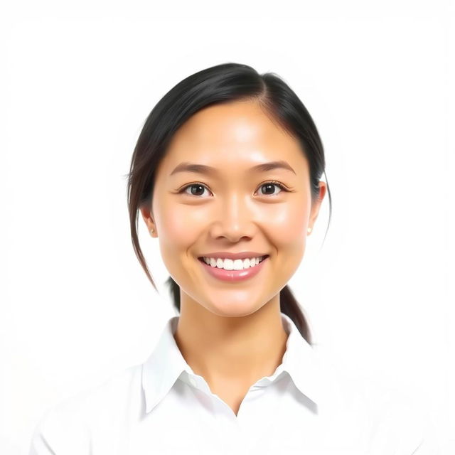 A bright, clear passport-sized image featuring a person smiling naturally