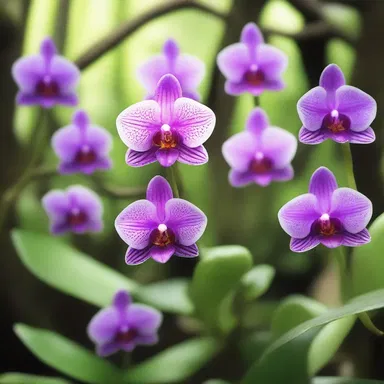 In the enchanted land of Eldoria, the inhabitants cultivate aerides orchids that emit a mystical glow and are used in potent potions.