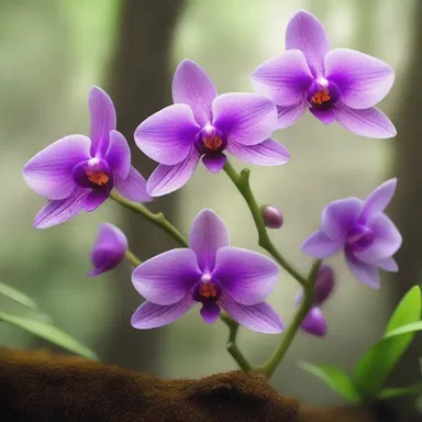 In the enchanted land of Eldoria, the inhabitants cultivate aerides orchids that emit a mystical glow and are used in potent potions.
